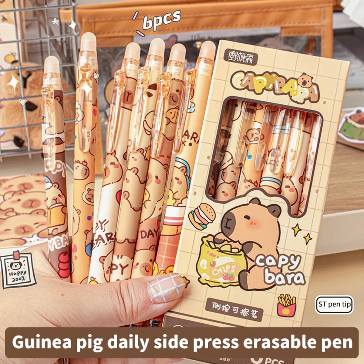 Zestaw długopisów żelowych Kapibara - biuro szkoła kawaii