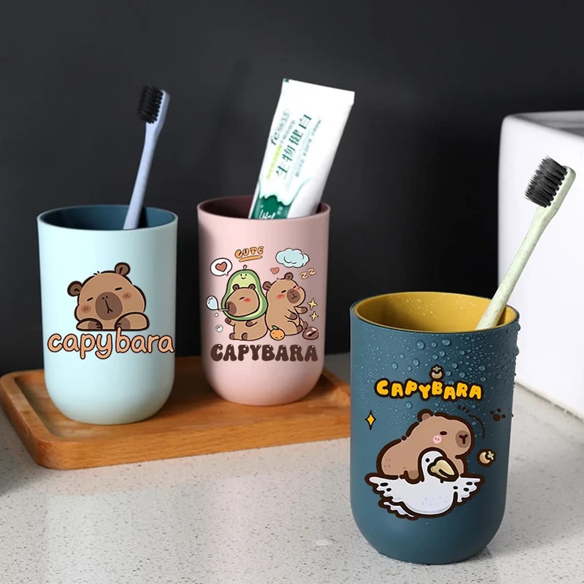 Kawaii Kapibara Kubek na Szczoteczkę do Zębów - Dziecięcy Cartoon Anime